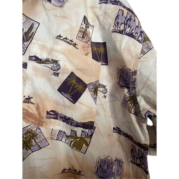 Resistol Rodeo Gear Mens Multi Color Graphic Print Button Up Short Sleeve Sz XL - Picture 2 of 6